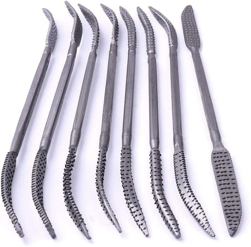 Kingzhuo Wood Files and Rasps 8 PCS 5.5 X 200mm Double Ended Riffelers Woodworking Carving Set - Image 1